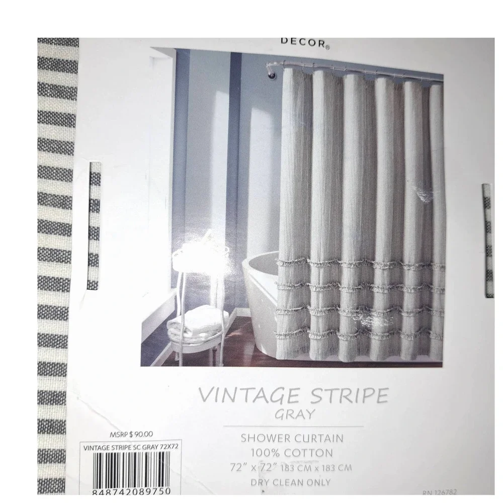 NWT-Madison Park KING Duvet & Shams Reversible Stripes & Shower Curtain